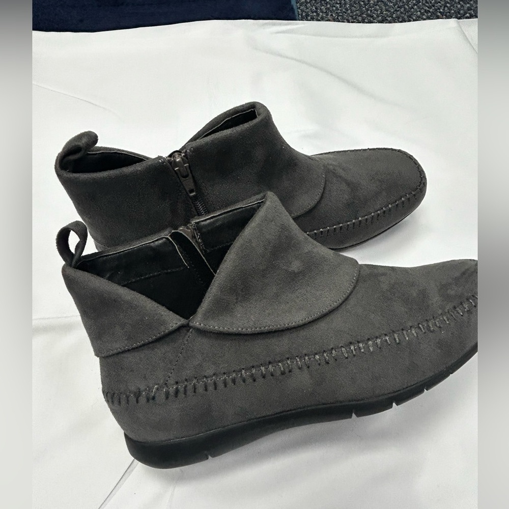 Gray Suede Ankle Boots